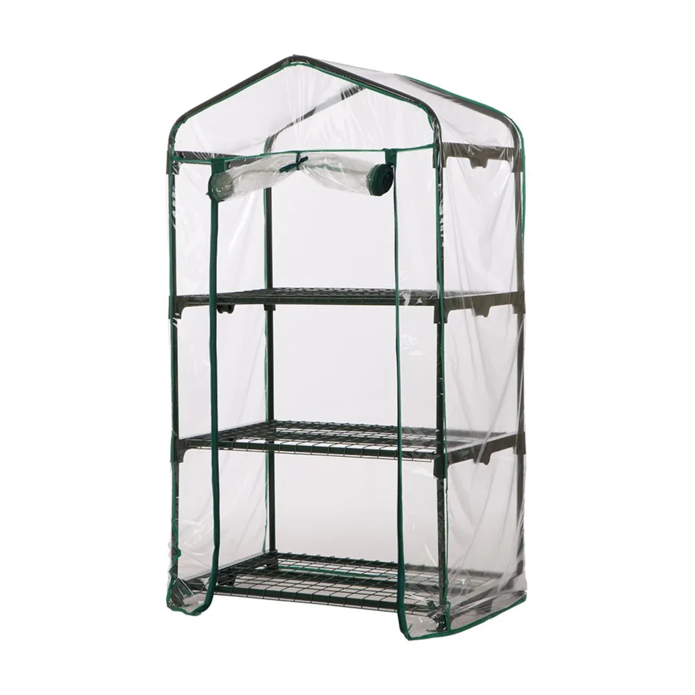 4.1′ Clear and Green 3-Tiers Portable Outdoor Garden Greenhouse