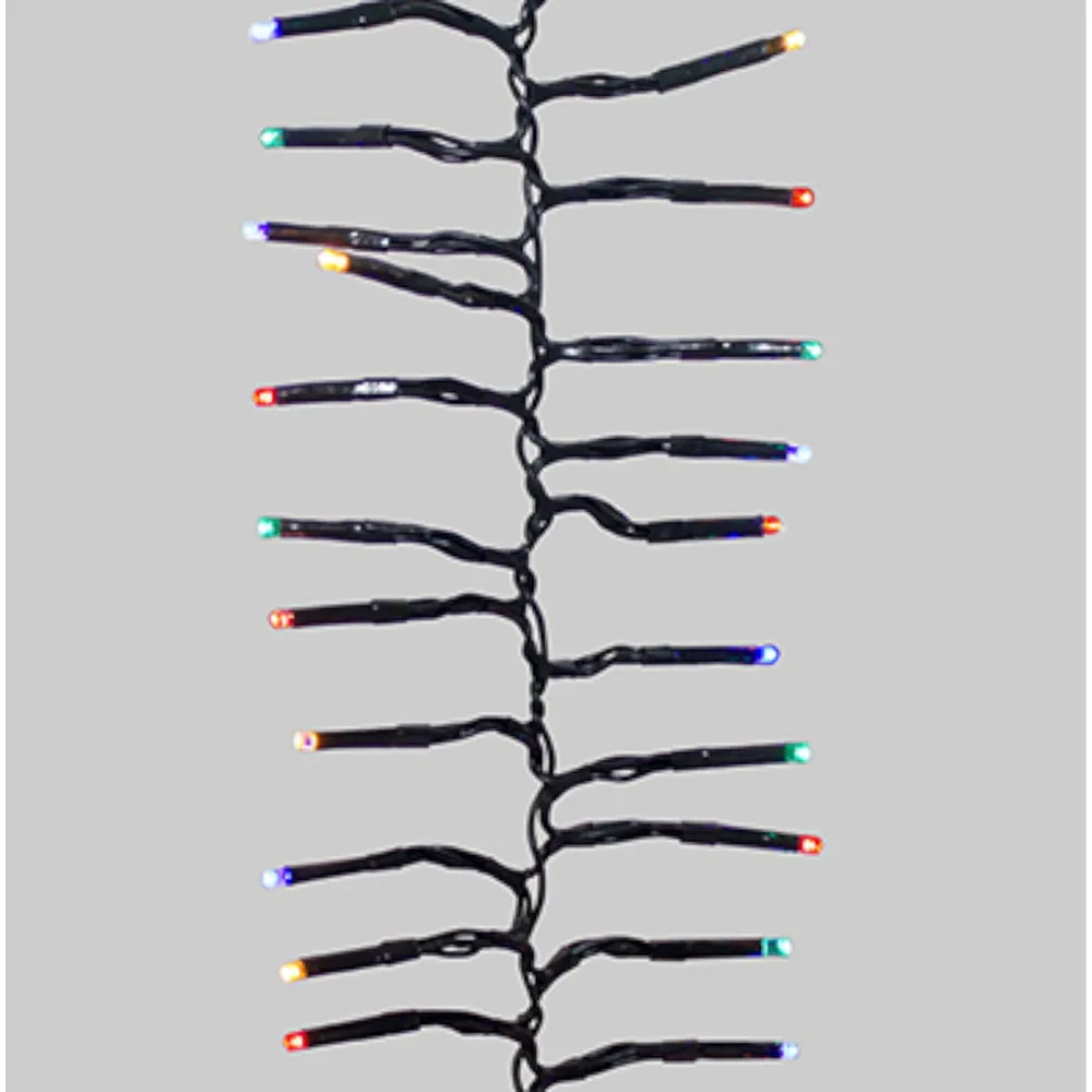 Colorful LED Cluster Christmas Lights with Green Wire Set of 2