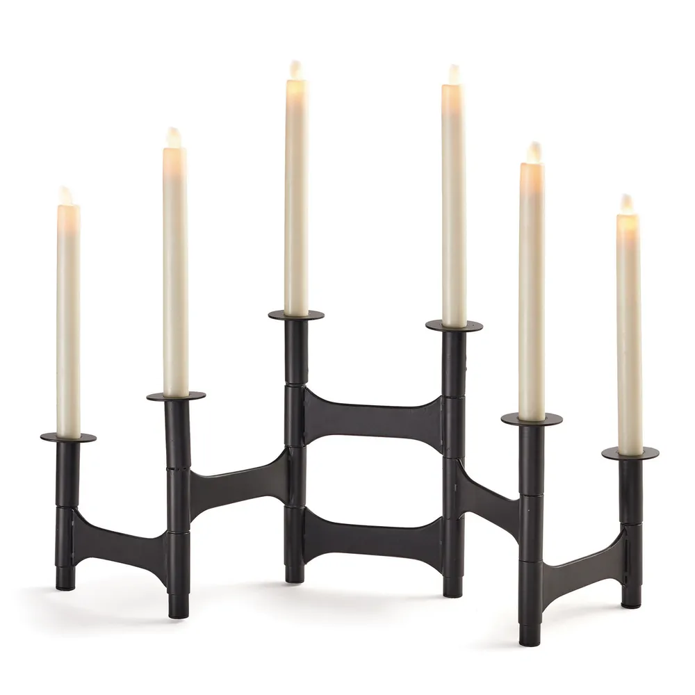 19.75″ Black and White Elegant Barnes 6-Taper Linear Candelabra