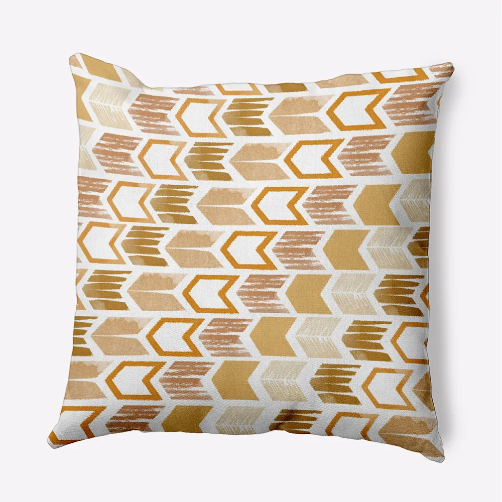 16″ x 16″ Gold and White Arrow Outdoor Throw Pillow