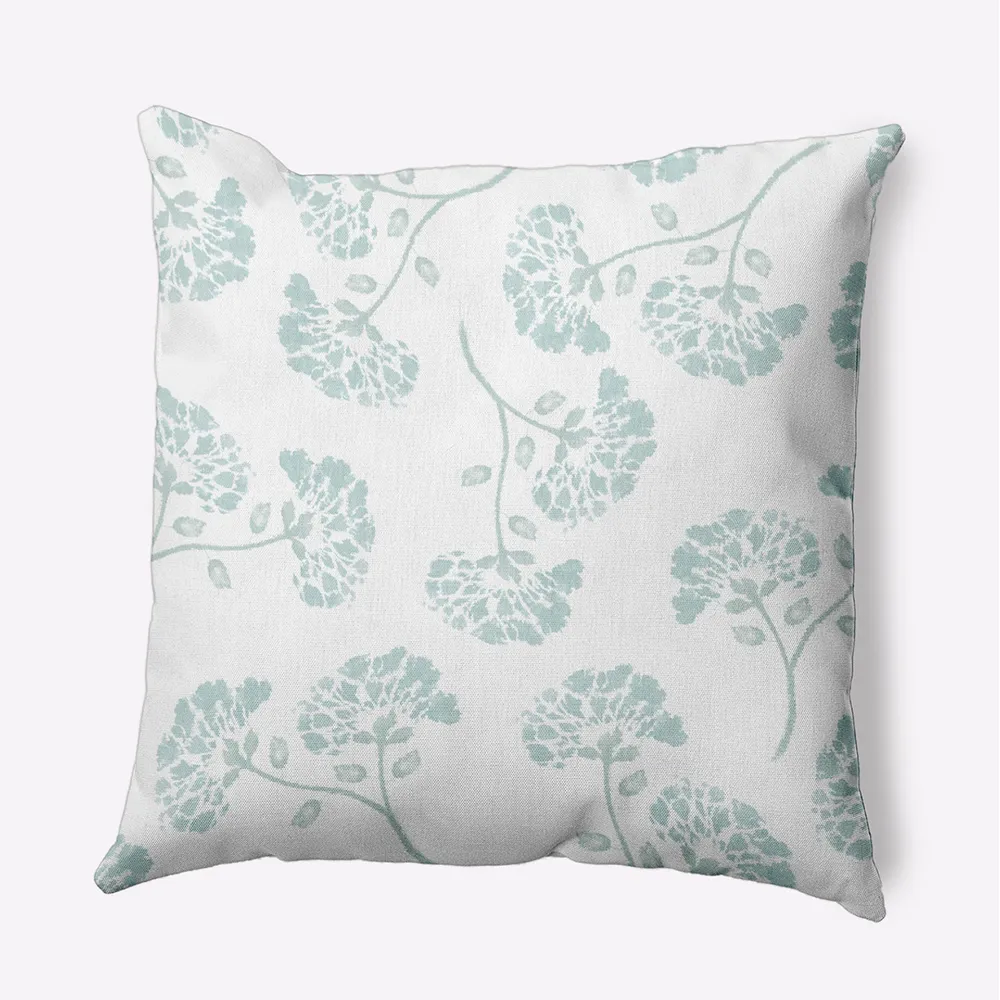 16″ x 16″ Green and Gray Opal Floral Square Throw Pillow