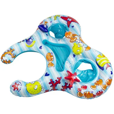 Double the Fun! 46.5″ Underwater Creatures Mommy and Us Dual Inflatable Swimming Pool Float