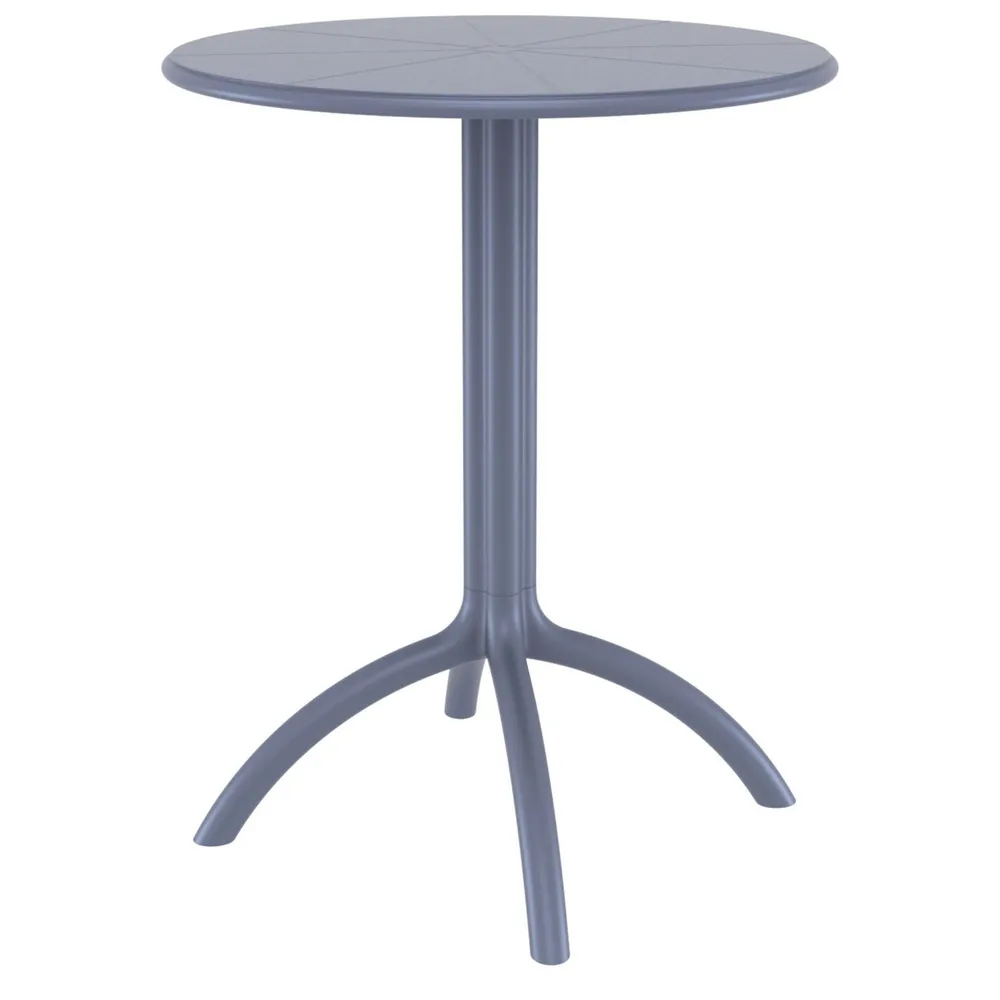 29″ Gray Durable Round Outdoor Patio Dining Table – Resistant to Sun Damage and Easy to Clean