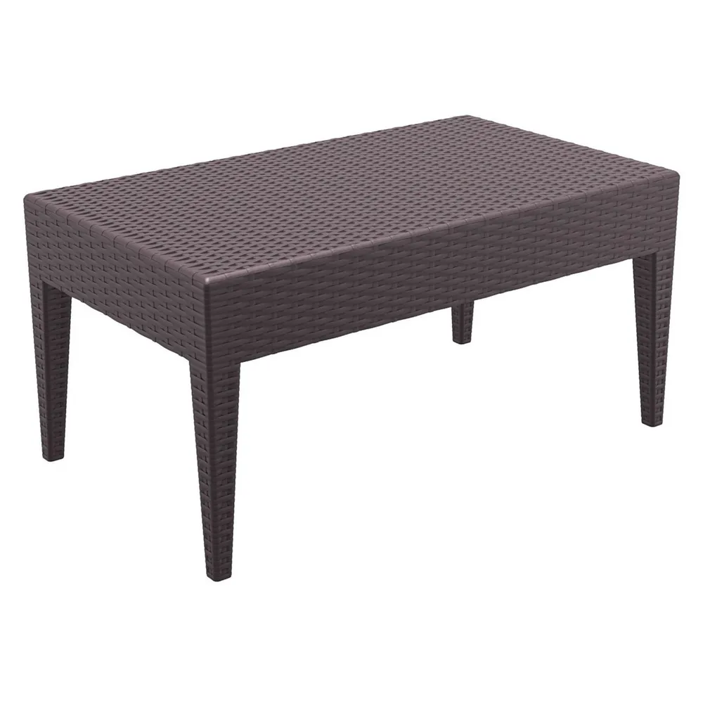 36″ Brown Outdoor Patio Wickerlook Rectangular Coffee Table