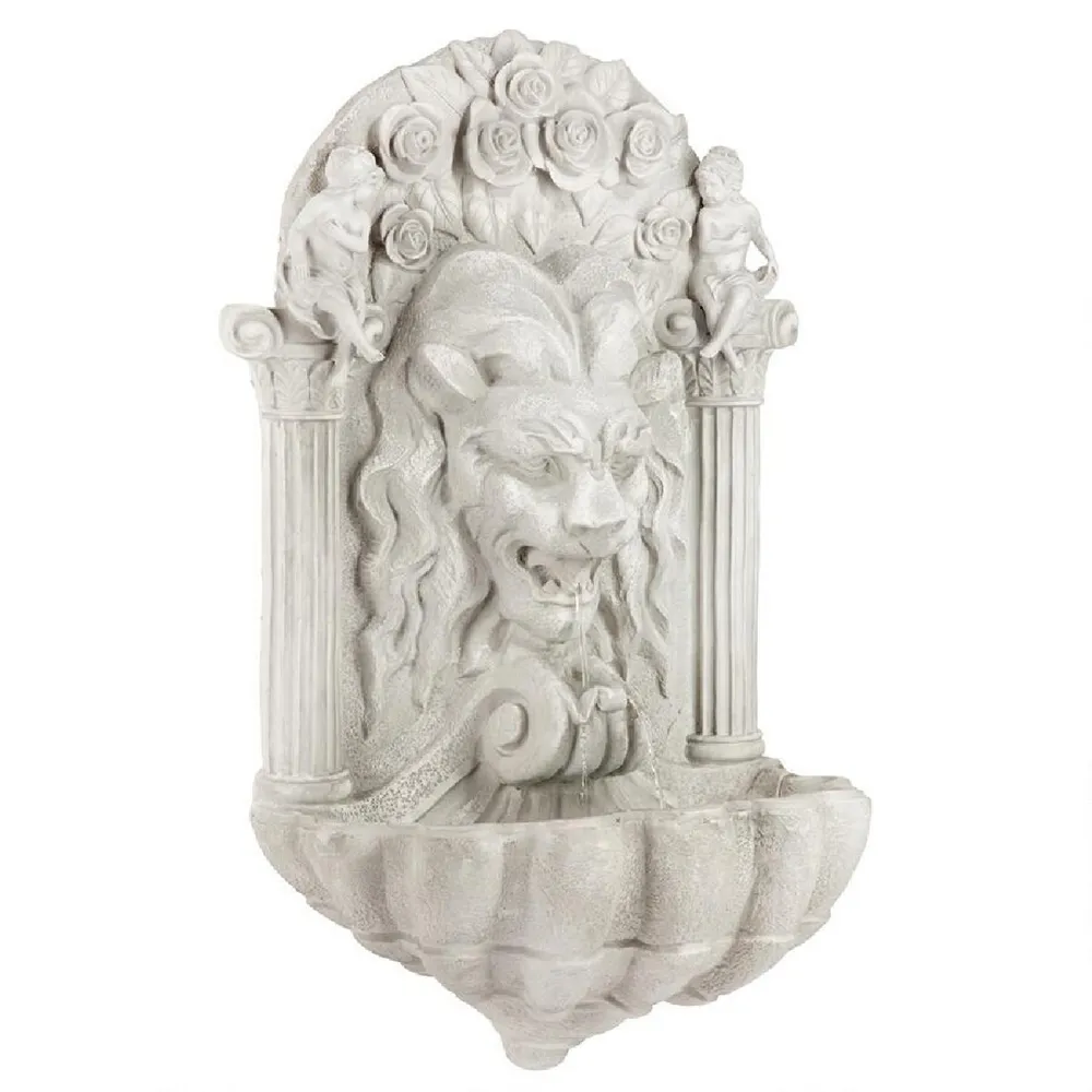 Wall Hanging Outdoor Lion Sculptural Fountain 37”