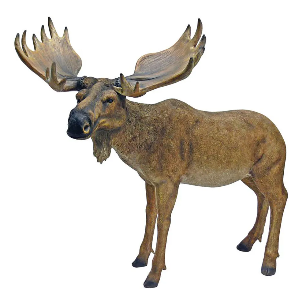 Charming 21″ Standing Moose Outdoor Garden Statue – Year-Round Delight