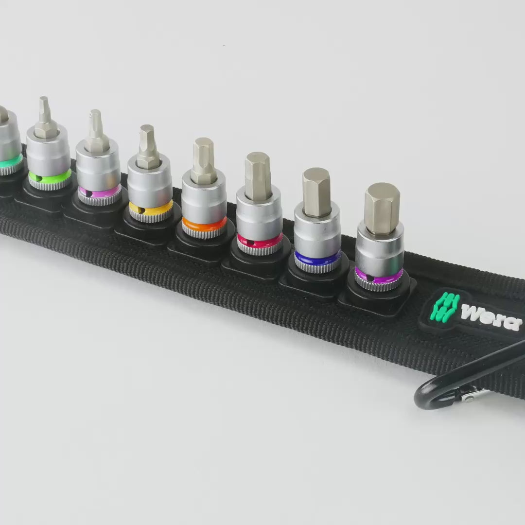 Wera 003881 Belt 2 Zyklop Bit Socket Set, 1/4" Drive, 8 Pieces - with Holding Function