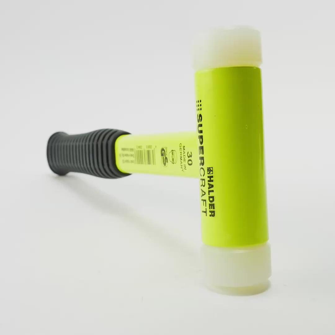 Halder Supercraft HI-VIZ Dead Blow, Non-Rebounding Hammer with Nylon Face Inserts and Steel Housing, 1.18" / 20.64 oz.