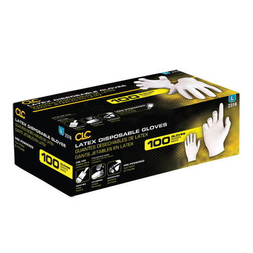 Latex Disposable Gloves 100 pk Large Powdered