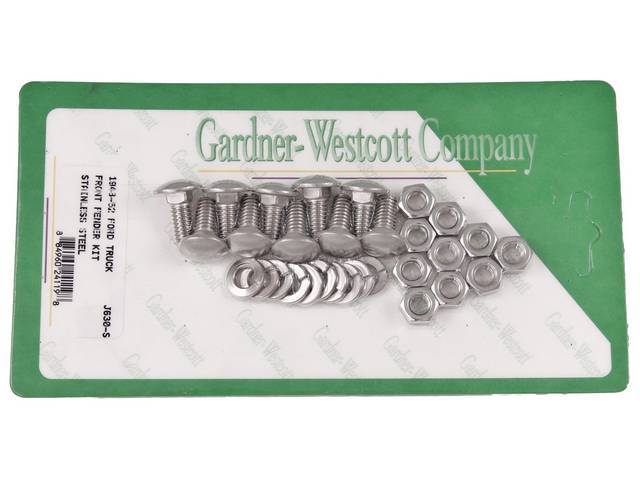 Front Fender Mounting Kit, Nuts Only, Stainless Steel Hex Nuts