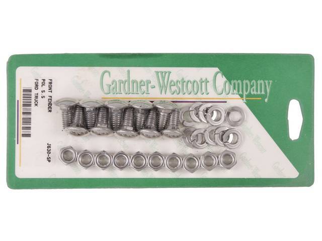 Front Fender Mounting Kit, Nuts Only, Polished Stainless Steel Hex Nuts