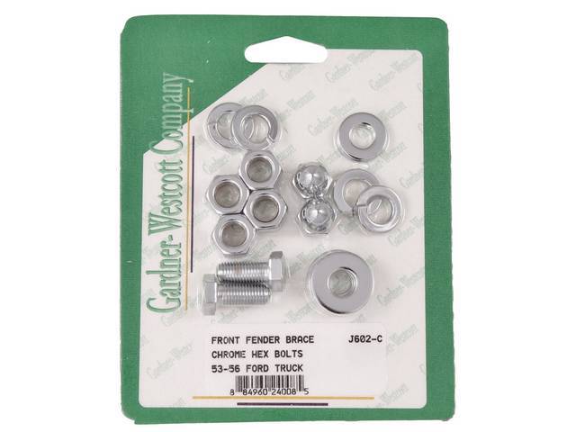 Front Fender Brace Mounting Kit, Chrome Bolts