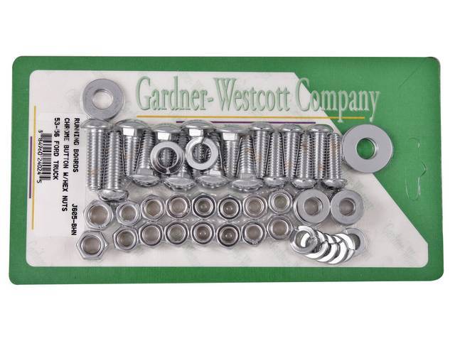 Bolt Kit, Running Boards, Chrome Button Head Bolts with Hex Nuts