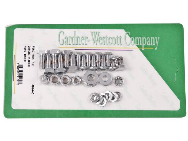Hood Mounting Kit, Chrome Bolts