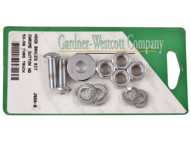 Bolt Kit, Hood Brace Brackets, Chrome Button Head Bolts