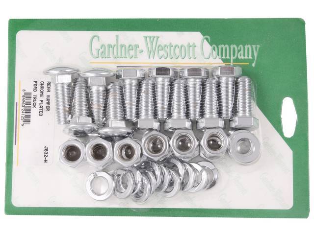 Rear Bumper Mounting Kit, Chrome Hex Head Bolts