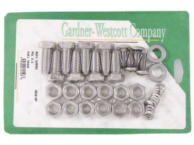 Rear Bumper Mounting Kit, Polished Stainless Steel Hex Head Bolts