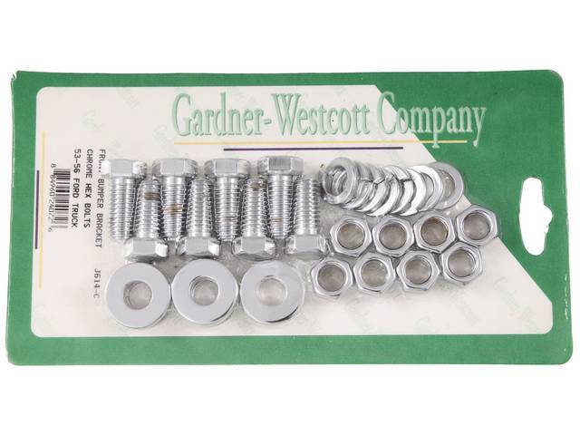 Front Bumper Bracket Nut Kit, Chrome Hex Head Nuts