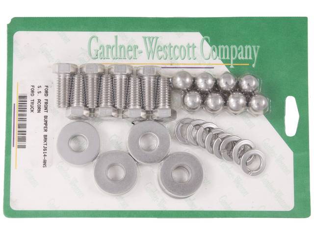 Front Bumper Bracket Nut Kit, Stainless Steel Acorn Nuts