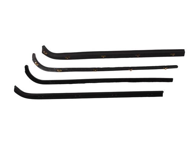 Door Upper Beltline Weatherstrip Kit (Wipers / Felts), Black Bead