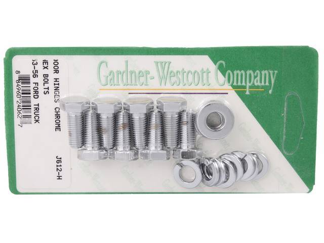 Bolt Kit, Door Hinge, Chrome Hex Head Bolts