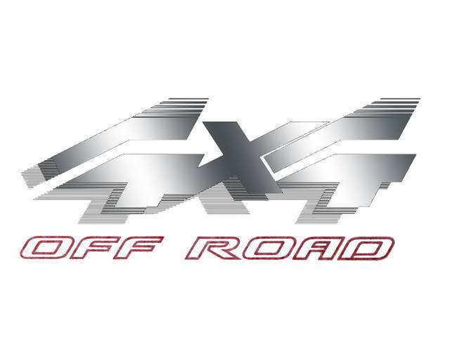 Body Side Transfer Emblem, 4x4 Off-Road, silver and red