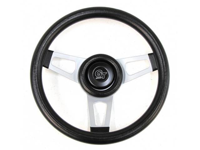 Grant Challenger Steering Wheel, 3 Spoke Black Cushion Grip with Silver Spokes