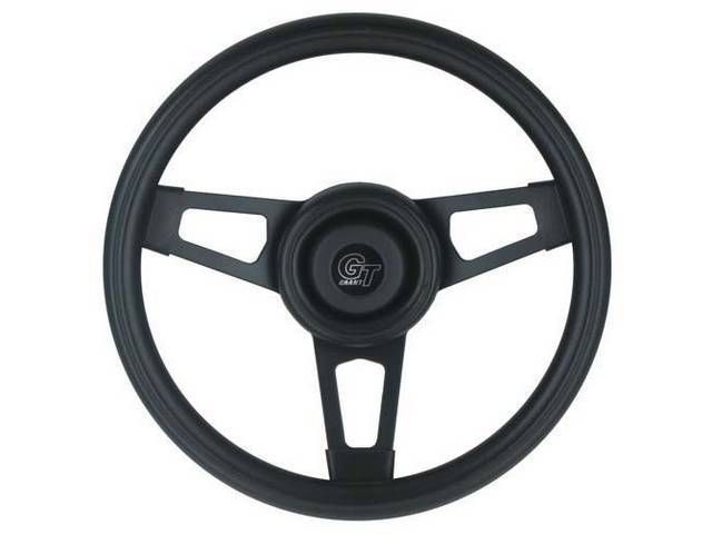 Grant Challenger Steering Wheel, 3 Spoke Black Cushion Grip with Matte Black Spokes