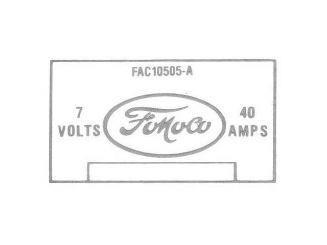 Voltage Regulator Identification Engine Compartment Decal, FAC10505-A FoMoCo