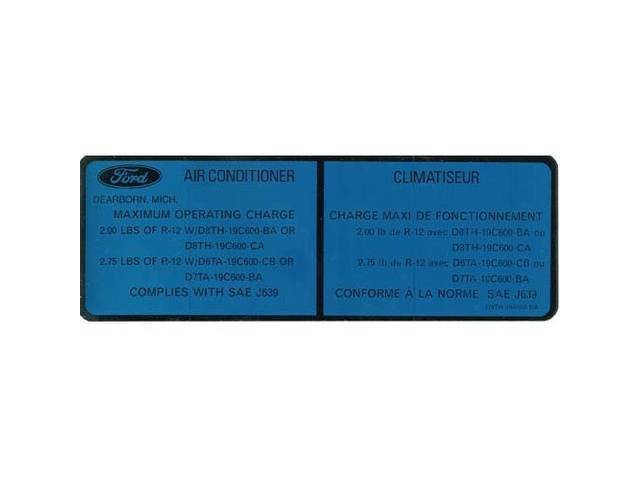 Air Conditioning Charge Engine Compartment Decal