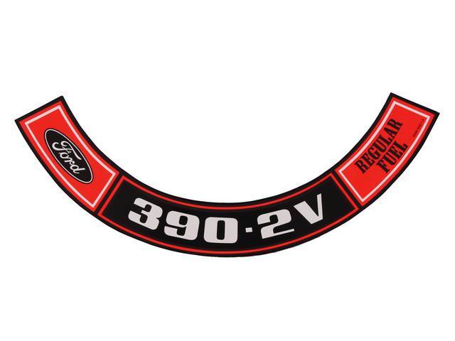 Air Cleaner Engine Decal, 390-2V Regular Fuel