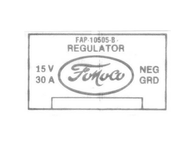 Voltage Regulator Identification Engine Compartment Decal, FAP-10505-B FoMoCo