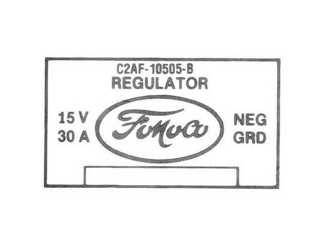 Voltage Regulator Identification Engine Compartment Decal, C2AF-10505-B Regulator FoMoCo