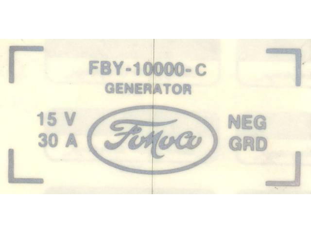 Generator Identification Engine Decal, FBY-10000-C