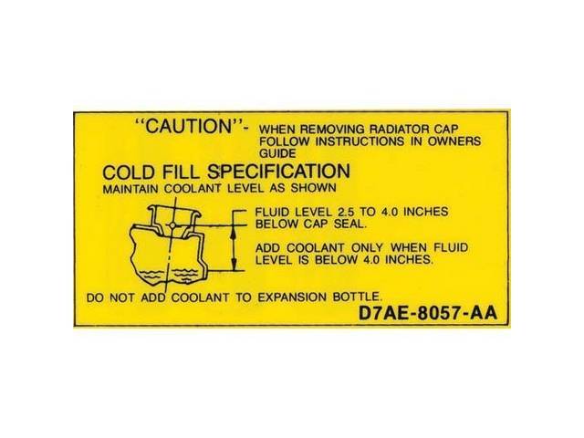 Coolant Caution Engine Compartment Decal