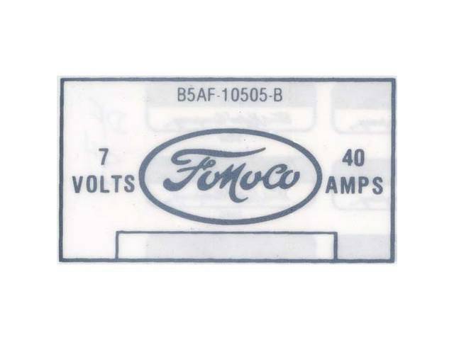 Voltage Regulator Identification Engine Compartment Decal, B5AF-10505-B FoMoCo