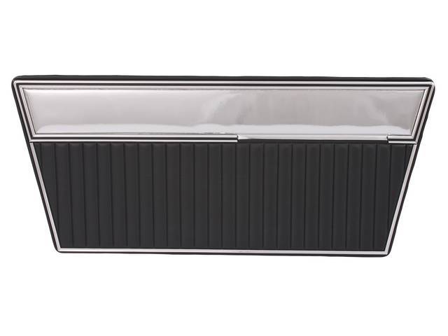Door Panels, Black with Chrome Mylar Upper Trim