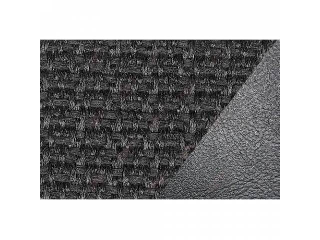Front Bench Upholstery Set, Standard, Black Vinyl With Black Woven Cloth Inserts