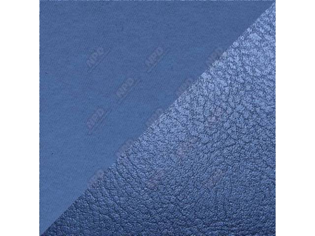 Front Bench Upholstery Set, Standard, Medium Blue Vinyl With Medium Blue Woven Cloth Inserts