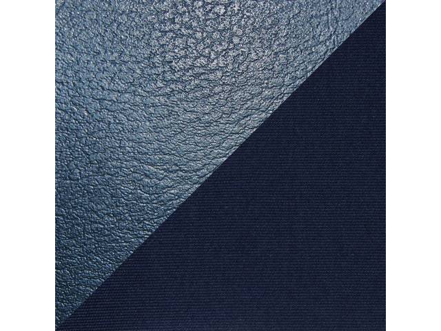 Front Bench Seat Upholstery Set, Standard, Dark Blue Vinyl With Dark Blue Woven Cloth Inserts