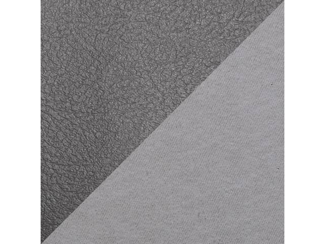 Front Bench Seat Upholstery Set, Standard, Charcoal Vinyl With Cahrcoal Woven Cloth Inserts