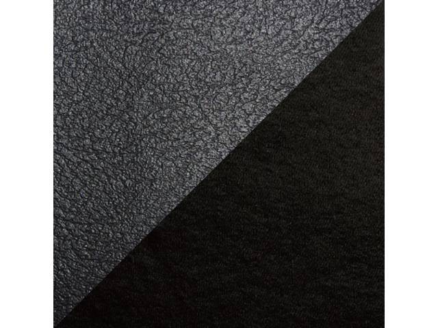Front Split Bench Seat & Rear Bench Seat Upholstery Set, Black Vinyl With Black Encore Velour Cloth Inserts (Front only, Rear is All Vinyl)