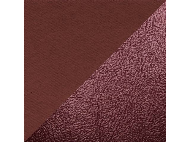 Front Split Bench Seat & Rear Bench Seat Upholstery Set, Maroon Vinyl With Burgundy Encore Velour Cloth Inserts (Front only, Rear is All Vinyl)