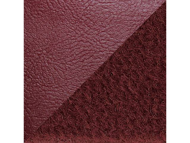 Front Split Back Bench Seat and Rear Bench Seat Upholstery Set, Burgundy Vinyl With Black Encore Velour Cloth Inserts
