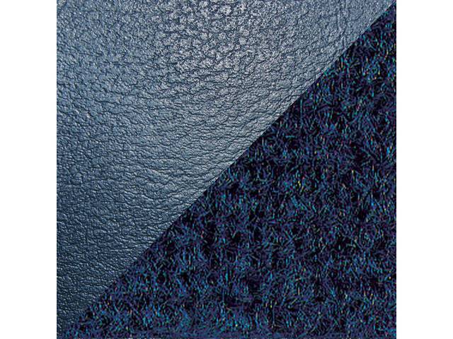 Front Split Back Bench Seat and Rear Bench Seat Upholstery Set, Blue Vinyl With Navy Blue Encore Velour Cloth Inserts