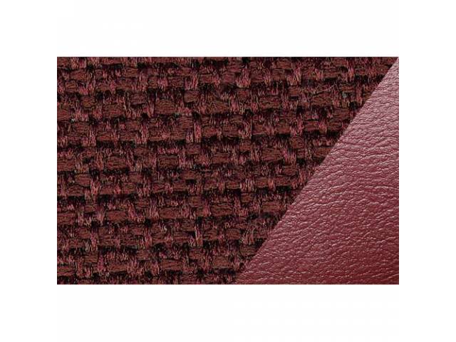 Front Bench Seat Upholstery Set, Maroon Vinyl With Maroon Woven Cloth Inserts