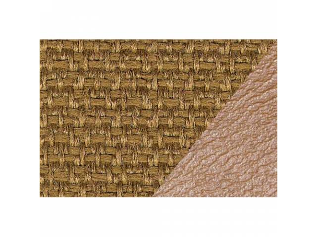 Front Bench Seat Upholstery Set, Saddle Vinyl With Sand Woven Cloth Inserts