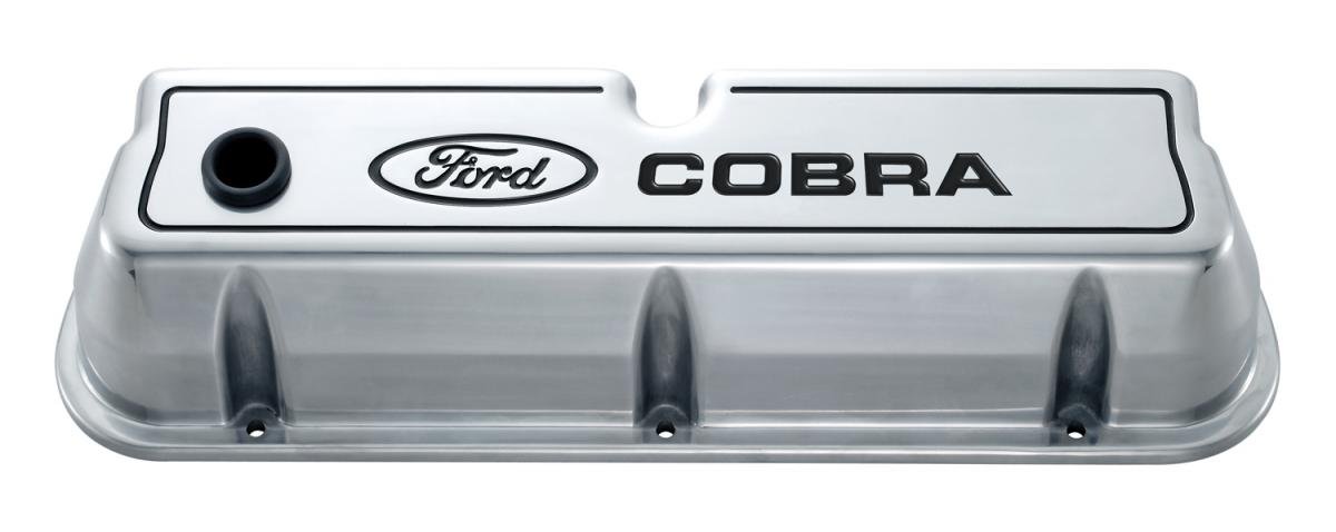 Proform Engine Valve Covers, Tall Style, Die Cast, Polished with Cobra Logo, For SB Ford 302-055