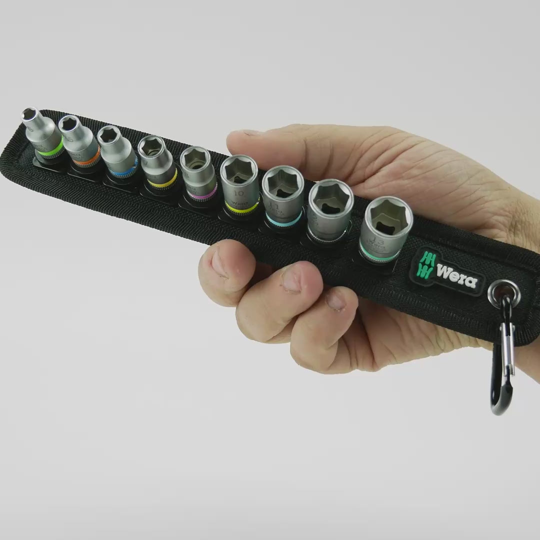 Wera 003883 Belt 4 Zyklop Metric Socket Set, 1/4" Drive, 9 pieces