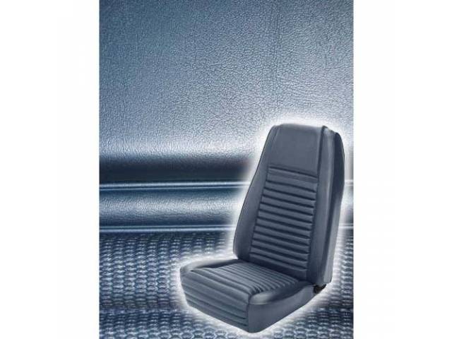 Front Bucket Seat Upholstery Set, Mach 1, Medium Blue with Medium Blue Stripe